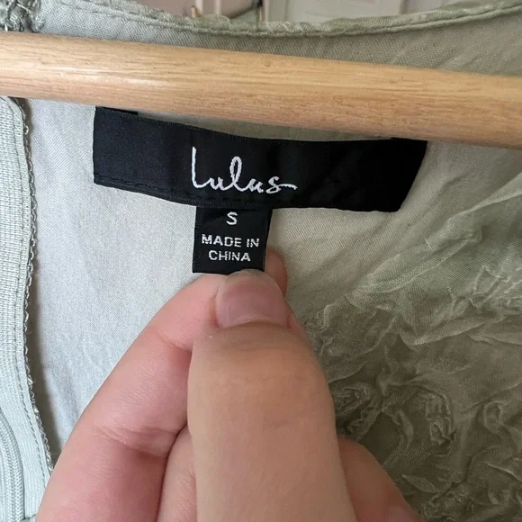 Lulu’s Romantic Waltz Sage Green Organza Puff Sleeve Mini Dress. Size: Small - Picture 8 of 8